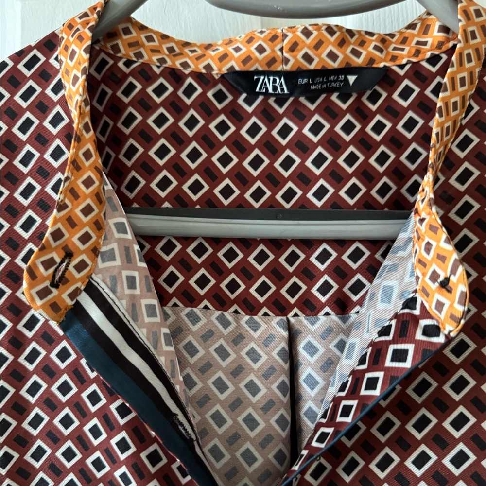 Zara Tunic Style Top L Multi Colored Button Front… - image 3